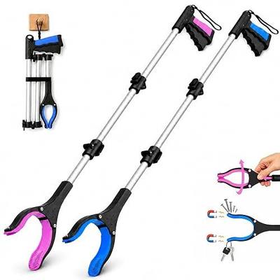 36" Grabber Reacher Tool, 2-Pack Long Reacher Grabber Pickup Tool with 4" Wide Anti-Slip Jaw, 360° Rotating Head and Magnetic Tip, Foldable Trash Grabbers for Seniors, Post Surgery Use Heavy Duty