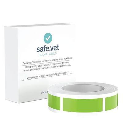 Blank Veterinary Syringe Labels — Write-On Labels for Custom Drug Identification – Roll of 500 | Safe Vet (Green)