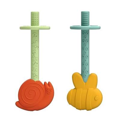 Dr. Brown's Teething Tubes for Babies, Bee and Snail, Massaging Silicone Teether Sticks, BPA Free, 3m+, 2-Pack