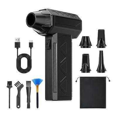 Mini Air Blower 4-in-1 130K RPM Turbo Fan - Cordless Duster PC | 120g thrust, 3-speed, 4 nozzles, USB-C, ultra quiet. 4-pc kit + waterproof bag. For PC, keyboard, car, camping.