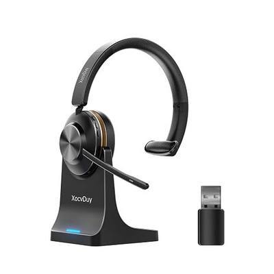 Bluetooth Headset, Wireless Headset with Mic for Work, Bluetooth 5.3, Wireless Headphones with AI Noise Cancelling Microphone (Clear Calls & Mic Mute), USB Dongle, for Computer/PC/Laptop/Zoom