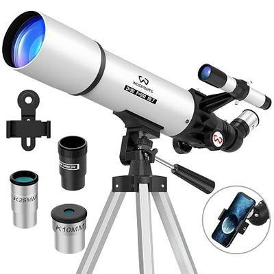 WOSPORTS Telescope for Adults High Powered, 90mm Aperture 600mm Astronomy Portable Professional Refractor Telescope for Beginners, Magnification 180X, with Adjustable Tripod, Phone Adapter, Carry Bag | 180x magnification, with adjustable tripod, phone adapter, carry bag, portable professional astron