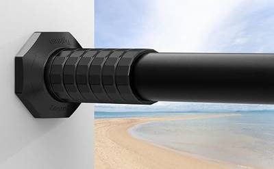 Outdoor Curtain Rod 51-168 In, Extra Long Tension Curtain Rod No Drilling for Patio, Bathroom, Window, Adjustable Heavy Duty Tension Rod Never Rust, Spring Shower Rod Diameter 1.26 In, Black