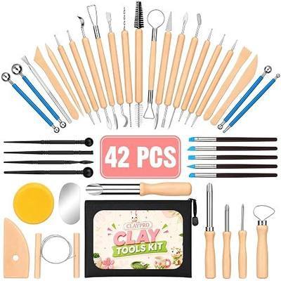 CLAYPRO 42Pcs Clay Tools Kit, Ceramic & Pottery Tools, Practical Polymer Clay Tools, Clay Sculpting Tools for Pottery Craft, Dotting, Carving, Modeling, Air Dry Clay Tools for Beginners & Adults