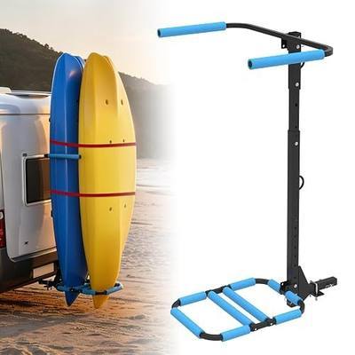 Upgraded RV Hitch Mount Kayak Rack,300 LBS Heavy Duty Vertical Carrier for 2 Kayaks up to 12 FT with Adjustable Base and Height, Fits 2" Trailer Hitch Receiver for RV, Truck and SUV