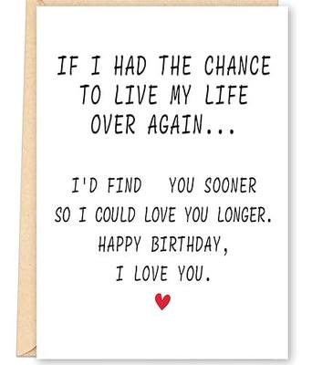 FANCYLUCKY Happy Birthday Card Gifts for Women Men Him Her | Romantic Birthday Gifts Decoration for Husband Wife Boyfriend Girlfriend, Printed Message Inside with Envelope, Love Card