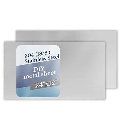 2 Pack 18 Gauge 304 Stainless Steel Sheets, 24″×12″ Stainless Sheet Metal Plates, 1.2mm Thick Brushed Finish for DIY, Kitchen Backsplash, Countertop & Workshop Industrial