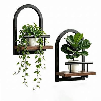 Amaoot Floating Shelves Set for 2, Wall Plant Holder Shelf, Wall Planters | Wall Planters for Indoor Plants, Hanging Shelves Wall Shelf Plant Holder for Living Room Decor, Bathroom, Bedroom, Kitchen