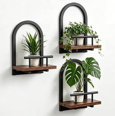 Amaoot Floating Shelves Set for 3, Wall Plant Holder Shelf, Wall Planters | Wall Planters for Indoor Plants, Hanging Shelves Wall Shelf Plant Holder for Living Room Decor, Bathroom, Bedroom, Kitchen