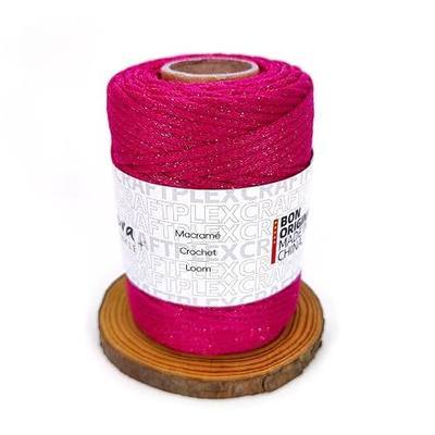 3mm Sparkle Polyester Macramé Cord - 150g/66yds Metallic Glitter Braided Cord for Crocheting Bags, Baskets, Macramé Plant Hangers & DIY Crafts, Machine Washable (5#Red)