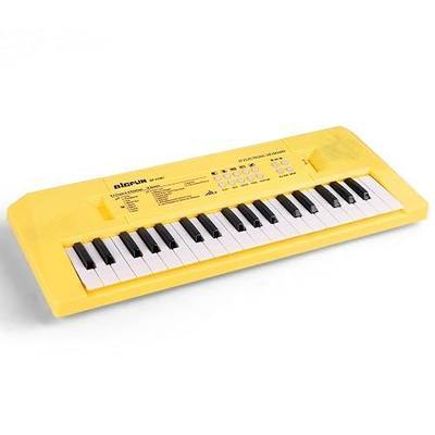 37 Keys Kids Piano with Microphone, Music Keyboard, Light Yellow | 4 Tones 4 Rhythms 10 Demos, Record and Playback, Detachable Mic, USB or Battery Powered, Learning Toy for Beginners 3-8
