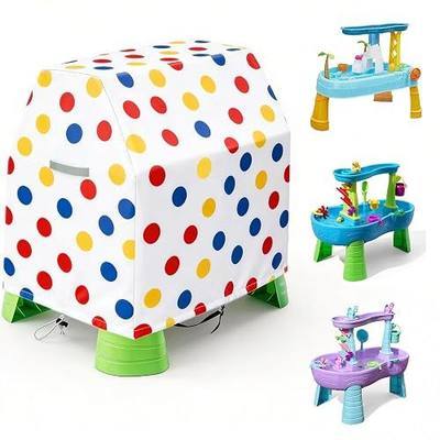 Kids Water Table Cover Suitable for Rain Showers Splash Pond Water Table, Waterproof and Dustproof UV Protection Outdoor (Cover Only) (Colored Dot)