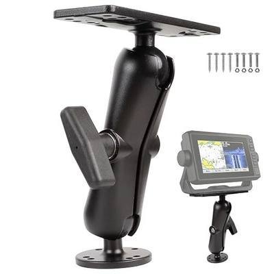 xik 1.5" Ball Medium Arm Fish Finder Mount, Aluminum Alloy Marine Electronic Mount, Round Base with 1.5 inches / 38mm / C Size Ball Adapters, Compatible with Garmin, Lowrance, Humminbird and More