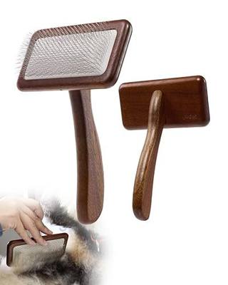 JirPet Slicker Brush for Dogs, 0.47 inch Pins Professional Grooming Brush | Stainless Steel Pins Brush with Air Cushion Pad, Lightweight Ergonomic Beechwood Handle, Suitable for all Coat Types, 1 Pcs