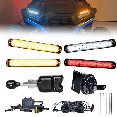 UTV Turn Signal Kit with DRL, Plug and Play Street Legal kit | High-Visibility LED, 110dB Horn, Lever Column Switch, Pre-Wired, IP67 Waterproof, Compatible with Polaris, Can-Am, Kawasaki