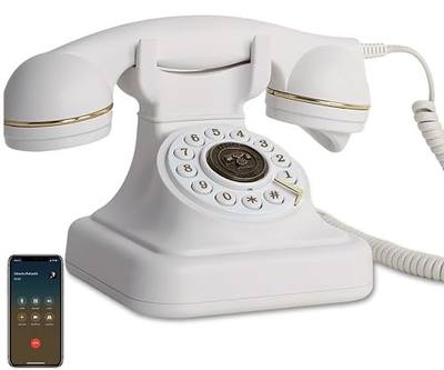 Bluetooth Retro Phone Landline Telephone,Bluetooth Home Phone with Speakerphone,Voice Assistant, Volume Control,Music Playback,USB Rechargeable,Hands-Free Calling for Bedroom, Home & Office