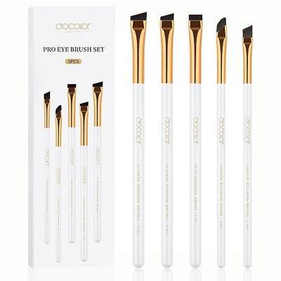 docolor 5Pcs Eyeliner Brush Set – Angled Ultra Thin Fine Point | Flat Slanted Brushes, Wooden Handle Cruelty Free Synthetic Bristles for Gel, Powder, Cream Eye Makeup