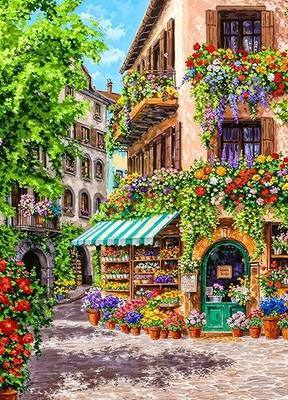 Flower Shop Jigsaw Puzzles for Adults 500 Pieces | Large Poster Included, Dust-Free, Finished Size 19.29×13.78inch, No Back Letters Hints, Family Indoor Activity