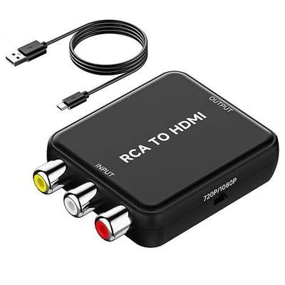 RCA to HDMI Converter, AV to HDMI Converter, Composite to HDMI Adapter Supports PAL/NTSC for PS2/VHS/VCR/Blue-Ray DVD ect.