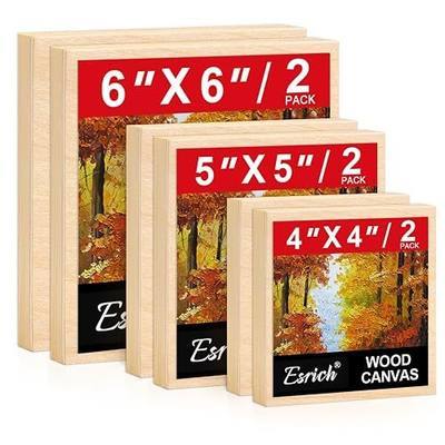 ESRICH 6 Pack Wood Panels with 4"x4", 5"x5", 6"x6", Square Craft Wood Canvas Boards, Blank Unfinished Wooden Art Board for DIY Art Creations Such as Painting, Acrylic Pouring, Resin, Burning, Collage