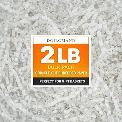 2 LB White Crinkle Cut Paper Shred Filler, Decorative Packing Paper for Gift Boxes, Basket Filling, Shipping Protection & Party Packaging Supplies