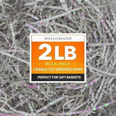 2 LB Iridescent White Crinkle Cut Paper Shred Filler, Decorative Packing Paper for Gift Boxes, Basket Filling, Shipping Protection & Party Packaging Supplies