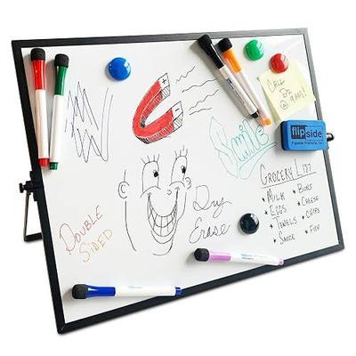 Flipside Products 14" x 18" Magnetic Dry Erase Flip Easel Kit, Desktop Whiteboard Easel, Adjustable Stand, Includes 6 Markers, 1 Magnetic Eraser & 4 Magnets