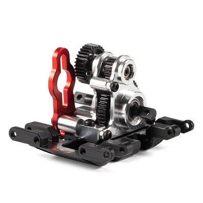 SCX24 Transmission,Aluminium NOD-24 Transmission for SCX24 Custom Build 1/24 RC Crawler Comp Rigs (Silver with Upper Link mounts)