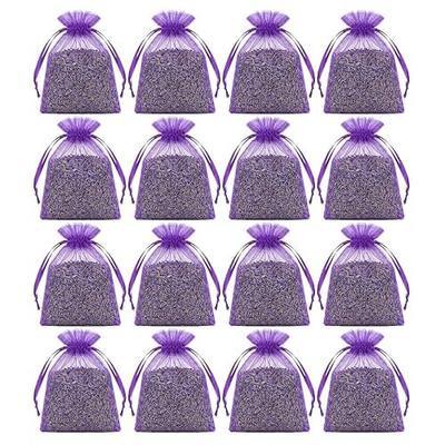 16 Pack Lavender Sachets for Drawers and Closets - 100% Natural Dried Lavender Sachets, Potent Fragrance Release, Purple,Home Fresheners