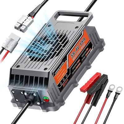18 Amp 48V Lithium Battery Charger, 58.4 Volt LiFePO4 Battery Charger, Full Sealed IP67 Waterproof with Cooling Fan, Smart Trickle 48 Volt LiFePO4 Charger for Electric Outboard, Trolling Motors, RV