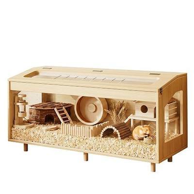 Wooden Hamster Cage, 39.4" Large Small Animal Cage with 19.7" Tall Habitat, Openable Top, Chew-Resistant Acrylic Panels, Wood Enclosure for Gerbil & Guinea Pig (39.4 * 15.75 * 19.7 inch)