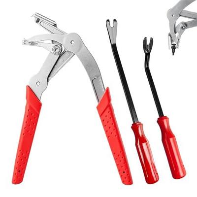 Car Clip Pliers, Auto Fastener Clip Removal Pliers, Panel Clip Removal Tool with 2Pcs Stainless Steel Fastener Remover for Removing Automotive Plastic Clips Trim Bumpers