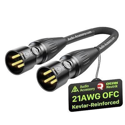 AA AUDIO ACCESSORY Short XLR Male to Male Cable 6 Inch, Neutrik REAN Gold-Pin Microphone Cable, 21AWG OFC, Kevlar-Reinforced Nylon Braided, Balanced XLR Hi Fi Audio Patch Cable for Mixer, PA Speaker
