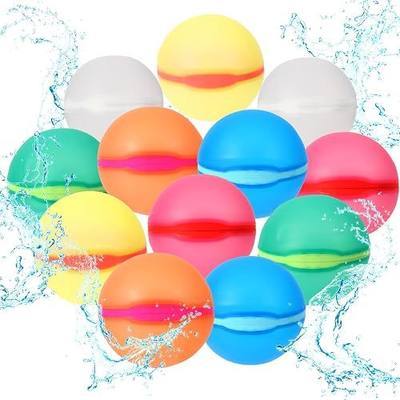 Reusable Water Balloons,12 Pcs Magnetic Splash Refillable Balls,Summer Water Toys for Kids Pool Beach & Outdoor (12pcs)