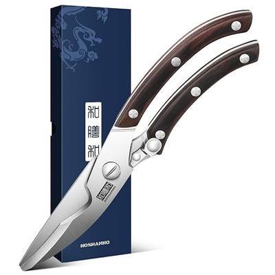 HOSHANHO Kitchen Scissors Heavy Duty, Sharp Kitchen Shears for Poultry | Stainless Steel Kitchen Scissors with Non-Slip Handle & Safety Lock, All Purpose Cooking Scissors for Meat、Turkey、Vegetables