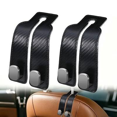Universial Hooks for Car Seat Headrest, 2Packs Headrest Hooks for Car, Organizer for Purses and Bags, Vehicle Seat Storage Hooks, Essential for Car Travel, Space-Saving, Durable Leather