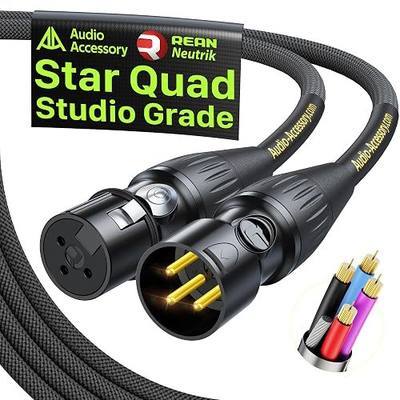 AA AUDIO ACCESSORY Professional Star Quad Studio XLR Cables 6ft, Neutrik REAN Gold Connectors, Kevlar-Reinforced Braided 4-Conductor Balanced Microphone Cable, Design for Studio, Streaming, Recording
