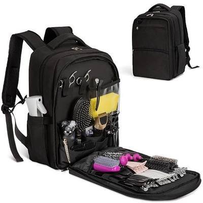 GDNasist Barber Supplies Bag, Portable Barber Backpack for Barber Accessories, Hairstylist Travel Bag for Clippers and Supplies, Clipper Bag for Hair Tools with Insulated Pocket, Black