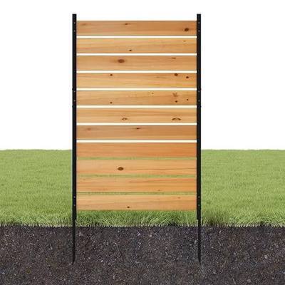 No Dig Wood Privacy Screen Fence Panel, 61" H x 38" W Outdoor Decorative Privacy Wall, Freestanding Room Divider for Patio Garden, Hide Trash Cans & AC Units (Brown, 5FT)