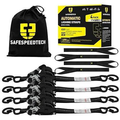 Retractable Ratchet Straps 4pk 1" x12ft 1800lb Retractable Tie Down Straps | Heavy Duty Retractable Straps, Self Retracting Tie Downs with Soft Loops, Auto Ratchet Straps for Truck, Motorcyle, UTV