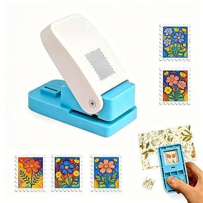 Stamp Puncher, Postage Stamp Punch Paper 1 x 0.8 inch Rectangular Shaped, Stamp Hole Puncher, Lever Punches for Crafting, Craft Cutter Hole Puncher for Scrapbooking Scalloped