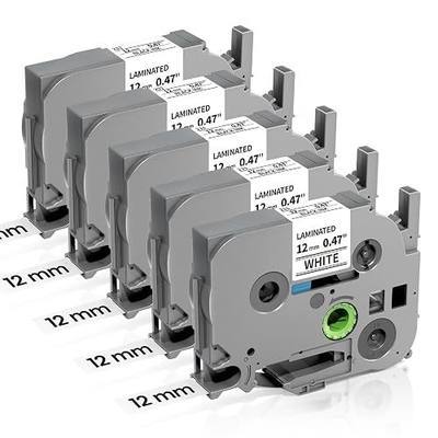 Replacement for Brother P Touch Label Tape TZe TZ Tape 12mm 0.47 Inch White | Laminated TZe-231 TZe231 Label Maker Refills, Compatible with Brother Ptouch PT-D220 D210 H110 D400 D410 D600 D610BT, 5-Pack