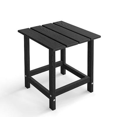 Kromax Outdoor Side Table, Small Outdoor Table, Black | Adirondack Square Outdoor Patio Table, Easy Maintenance & Weather Resistant, HDPE End Tables for Backyard, Pool, Patio, Porch