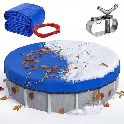 Extra Thick 24FT Round Swimming Pool Cover for Above Ground, Above-Ground Pool Cover with Winch and Cable, Windproof Tarp Straps UV-Resistant, Reinforced Edges (Royal Blue)