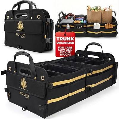Zioliny Car Trunk Organizer for SUV Large Trunk Storage with Removable Dividers, Heavy Duty Oxford Cargo Holder, Non-Slip Base, Collapsible Storage Box for SUV, Sedan, Truck