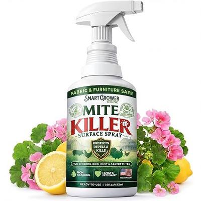 Dust Mite Spray for Home, Botanical Formula, Family and Pet Area Safe, 16oz | Kills Dust, Chicken, Carpet, Bird And Rat Mites, Non-Staining, Non-Greasy, Smart Grower