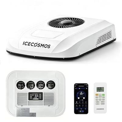 Ultra-Slim Rooftop 12V DC Inverter RV Air Conditioner | 230 inches 6AWG 100% Copper Power Cord; Equipped with Detachable Air Filter; Air 360° Flow;Dehumidify & Ventilation Mode;
