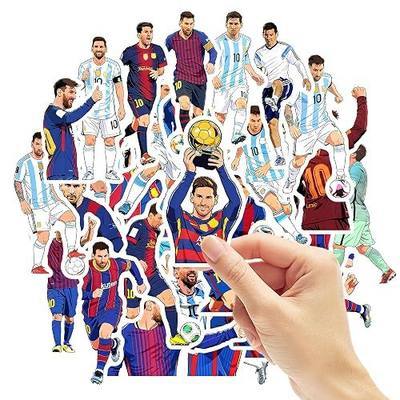 50 PCS Soccer Stickers Messi for Water Bottle World Cup Gift Vinyl Waterproof Football Stickers Boys Girls Teens