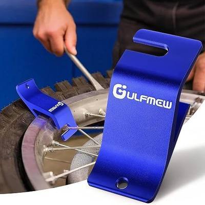 Motorcycle Tire Bead Installation Holder Hook(Blue) | Aluminum Alloy Off Road Tire Removal Changer Tool, Wheel Bead Install Assistance Tool for Dirt Bike Motocross Motorcycle