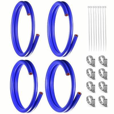 4pcs 5FT ID 1/4" 5/16" 3/8" 5/8" Heater Hose Coolant Radiator Straight Temperature Reinforced Silicone Tubing Rupture Pressure 232 Psi With 8 Clamps 4MM Thick for Vehicle Cooling Systems (blue)